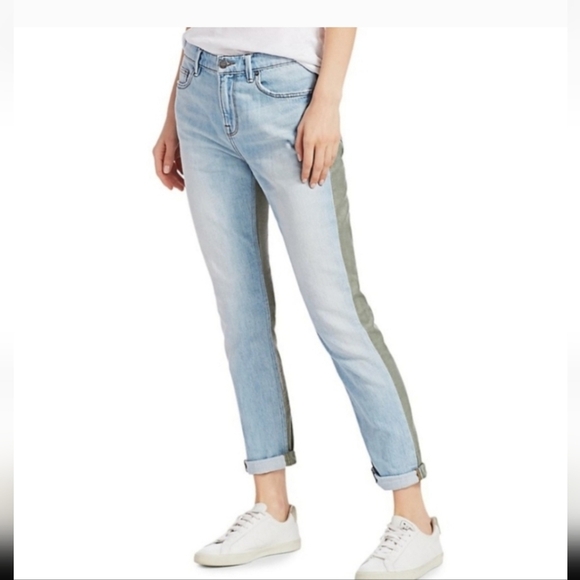Frame Le Beau Mixed Media Light Wash Jeans And Cargo Pants From The Back Size 28 - Picture 1 of 11